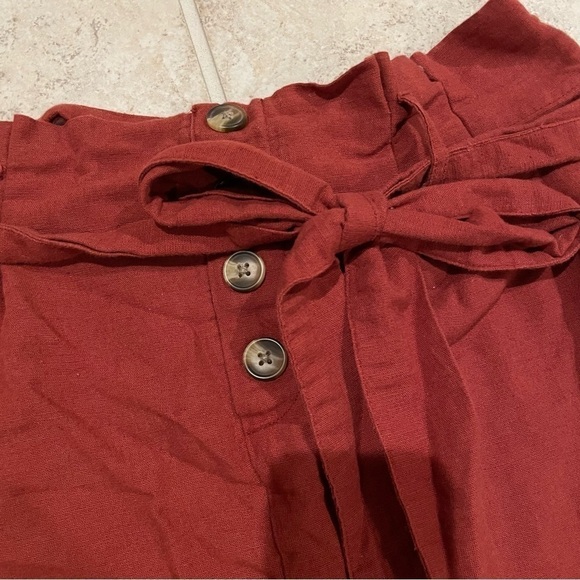 American Eagle Rust Orange Button Down Tie Classic Mini Skirt Everyday Summer - Picture 2 of 5